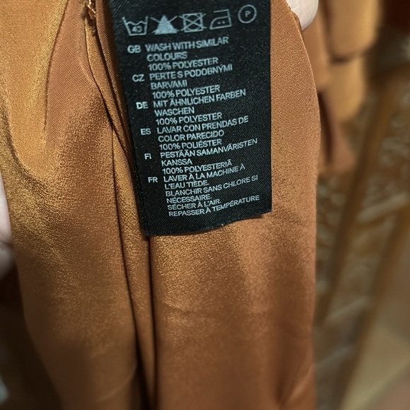 H & M Gorgeous Shade of Rust Satin Finish Dress with Ruffle Sleeves - Picture 5 of 6